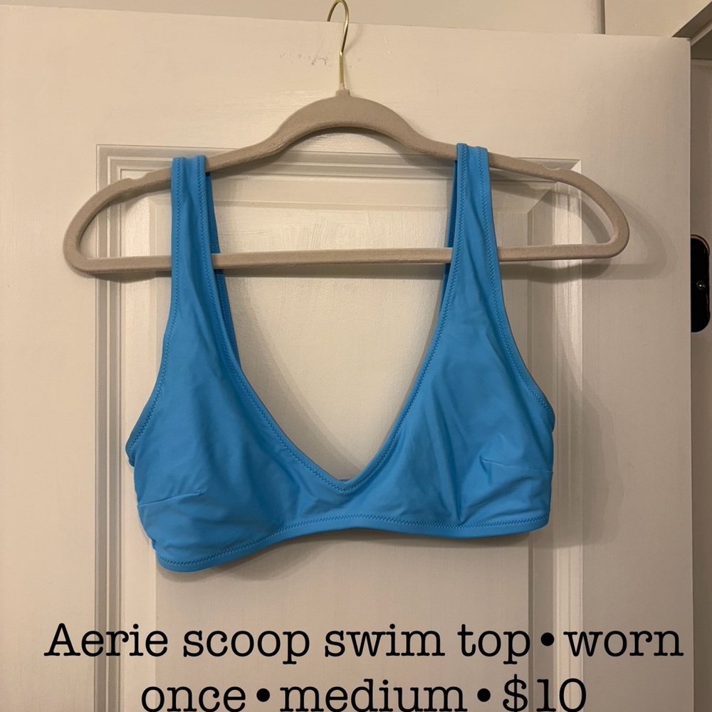 Blue Scoop Swim Top